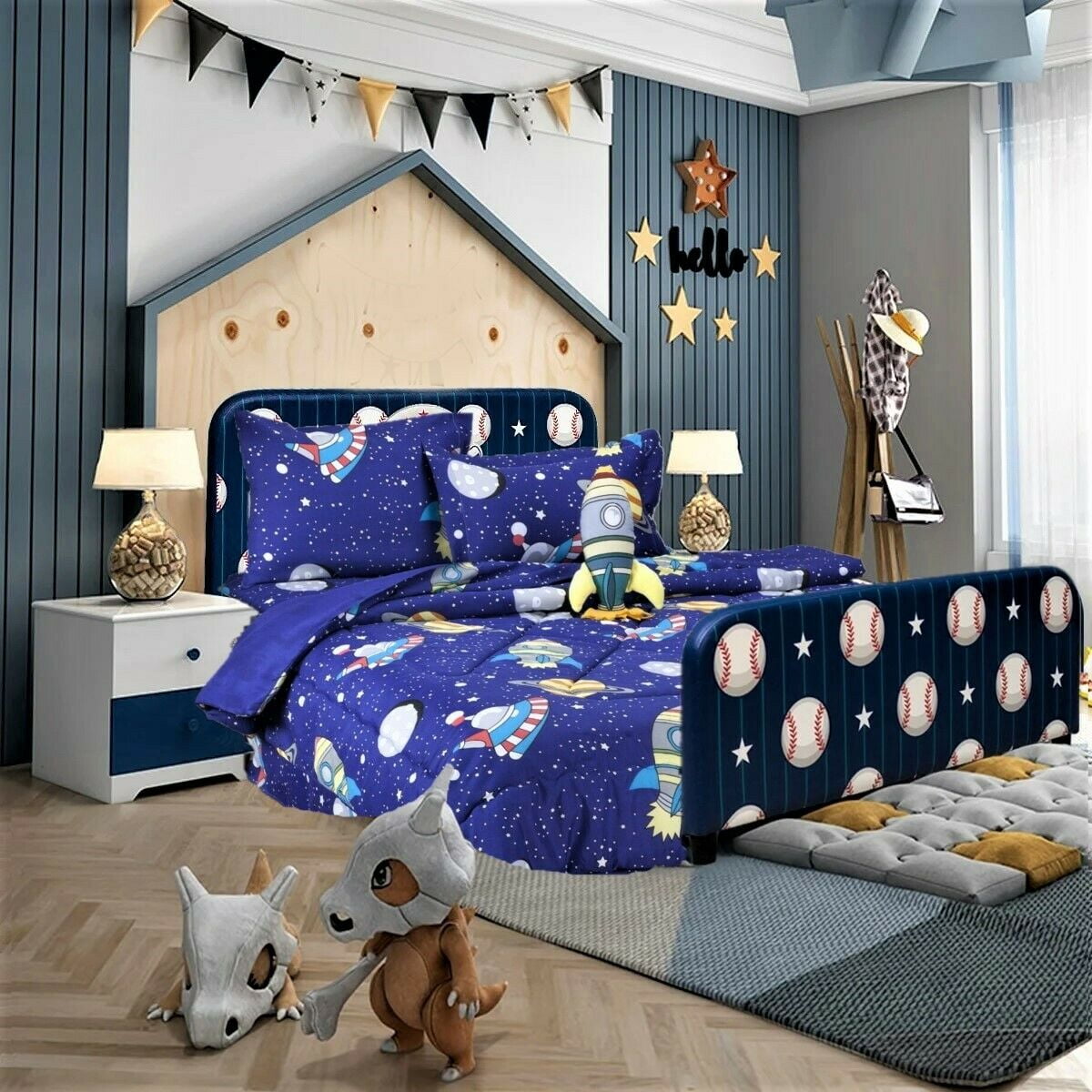 COMPLETE COMFORTER MICROFIBER BED KIDS, TODDLER, GIRL, BOY 6PC TWIN