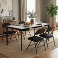 thumbnail image 2 of Costway 2 PCS Folding Chairs with Metal Frame PVC Leather Stackable Chairs for Indoor, 2 of 8