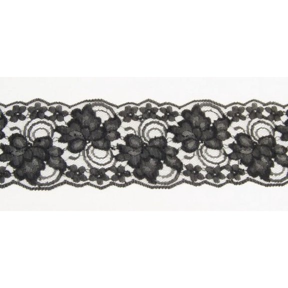 Ribbon Bazaar Lace 4485 4 inch Black 25 yards