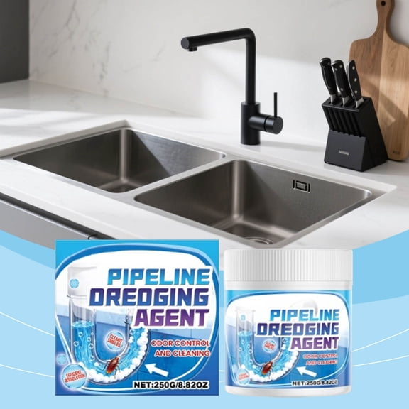 Enzyme Drain Cleaner Powder, Fast-Acting Pipe Unblocker for Kitchen Sink, Bathroom Shower & Toilet, Removes Hair Grease Soap Scum Clogs, Septic Safe, Odor Eliminator, 15-30 Minute Clog Remover