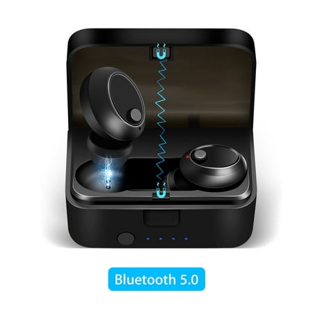 True Wireless Earbuds Bluetooth 5.0 Headphones, EEEKit Sports in-Ear TWS Stereo Mini Headset w/Mic Extra Bass , Comes with Battery Charging Case Noise Cancelling