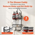 thumbnail image 3 of 3-Tier Hanging Shower Caddy, Over-the-Shower-Head Bathroom Organizer with Soap Holder & Hooks, 40 lbs Capacity - Matte Black, 3 of 5