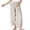 Beige women plus size wide leg pants a1, variant on Women Cotton Linen Plus Size Wide Leg Pants Elastic Waist Casual Loose Long Harem Trousers with Pockets Flowy Beach Lounge Party Wear, Beige 3XL