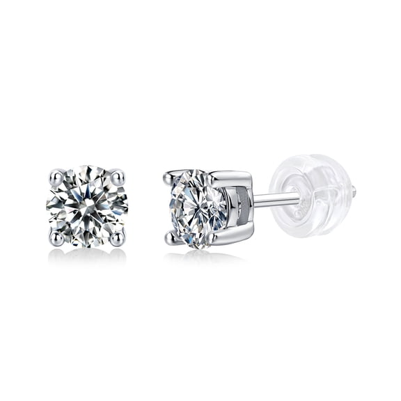 1 Carat*2pcs/S925 Silver Moissanite Earrings,Women's/Men's/Fashion,Party,Wedding,Lab Grown Gemstones,vvs,D Color,Eight Hearts and Eight Arrows Cutting Craftsmanship,Plated 18K White,Holiday Gifts