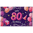 thumbnail image 2 of Happy 80th Birthday Background Banner with Balloons Party Hat and Gift Decors Backdrop for Birthday Party Photography Props Celebration Decorations, 2 of 8