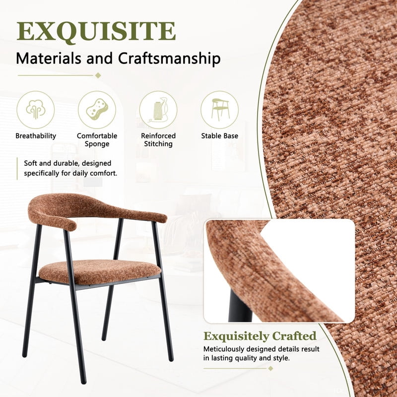 Vinform Upholstered Dining Chairs Set of 4, Fabric Dining Room Chairs, Caramel
