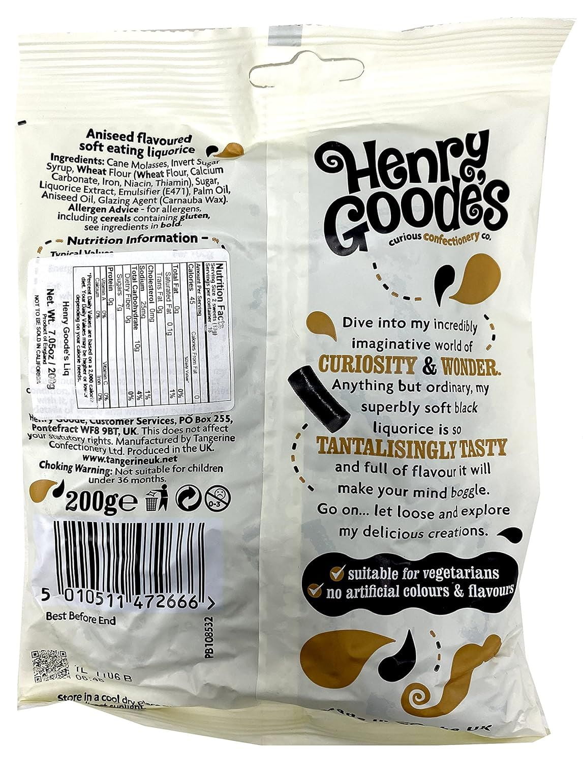 Candyland Henry Black Goodes Soft Liquorice 200g (Pack of 2)
