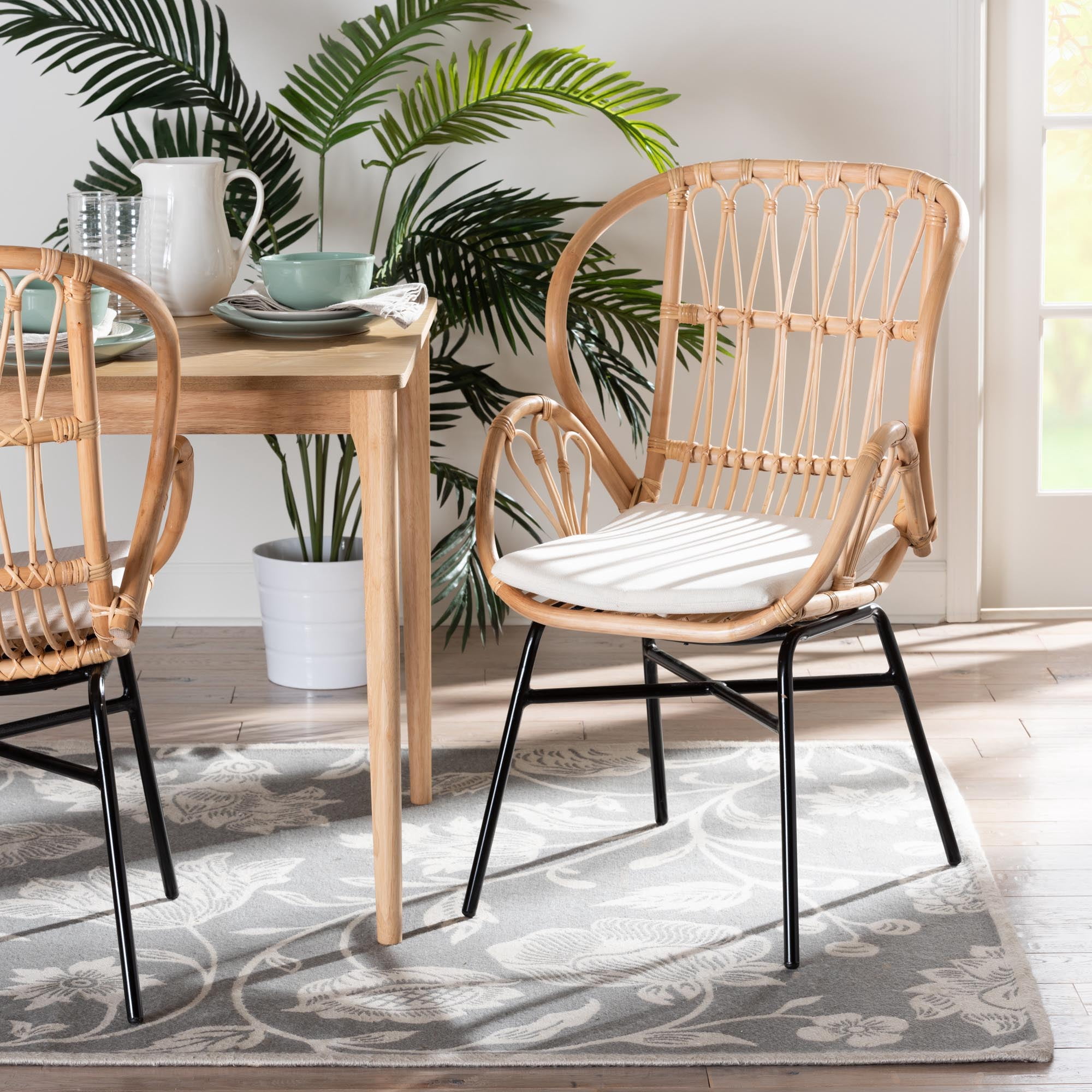 Bali & pari Caelia Rattan BOHO Dining Chair, Natural Brown