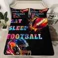 thumbnail image 2 of Manfei Rugby Ball Sport Twin Sheet Sets,Teens Rugby Sport Twin Fitted Sheet,Rainbow Splash Ink Flat Sheet For Boys,Luxury Bedroom Decor,3 Pieces, 2 of 7