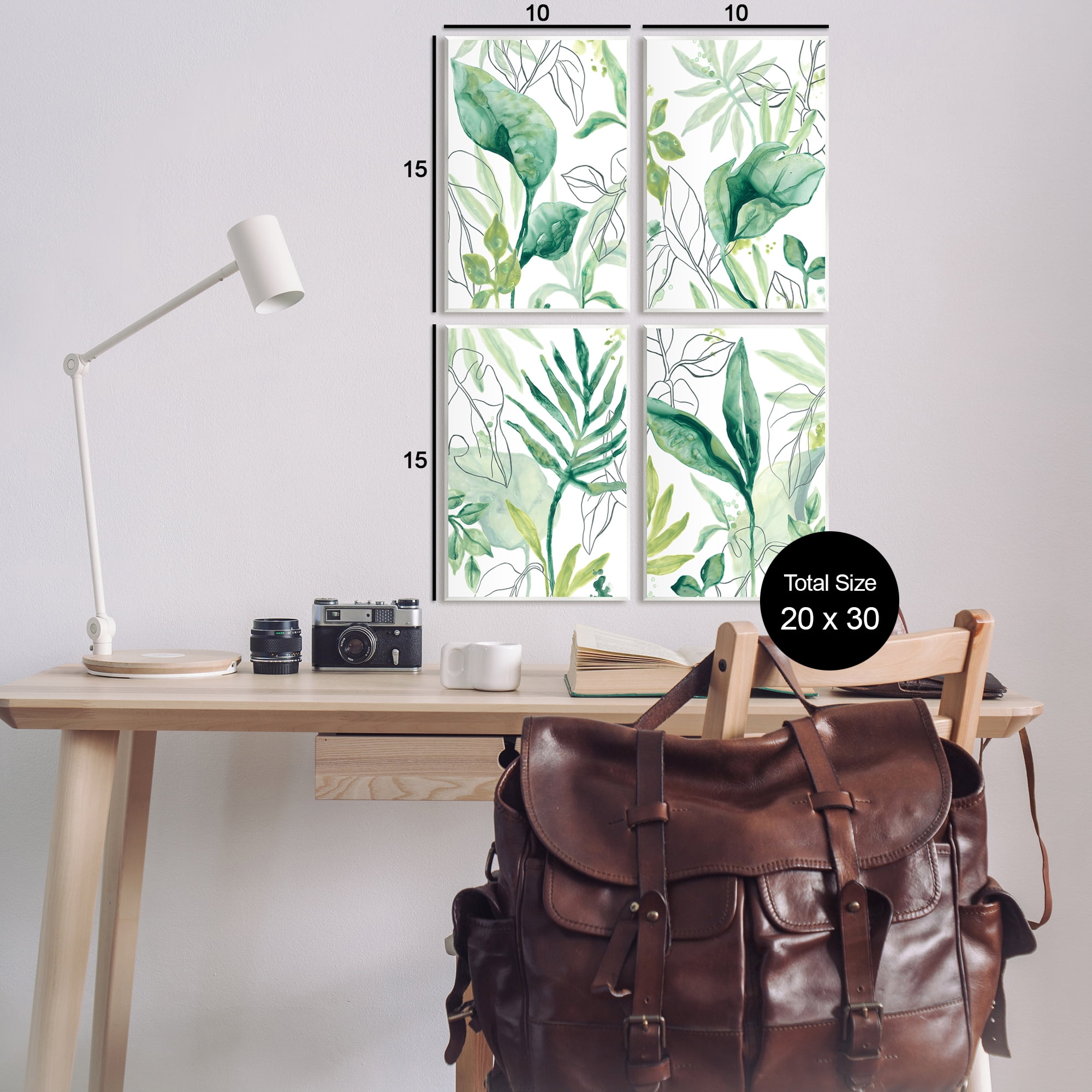 Stupell Industries Varied Green Tropical Plant Leaves Botanical & Floral Painting Unframed Art Print Wall Art, Set of 4