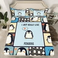 thumbnail image 2 of Manfei Cute Penguin Animal Twin Sheet Sets, Kawaii Cartoon Patchwork Twin Fitted Sheet, Teen Boy Girl Kid Flat Sheet, Breathable Home Decor, 3pcs, 2 of 7