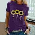 thumbnail image 3 of Gibobby Playera de Verano para Mujer Las mujeres rematan la camisa moda casual cuello redondo manga corta(Morado,XL), 3 of 5
