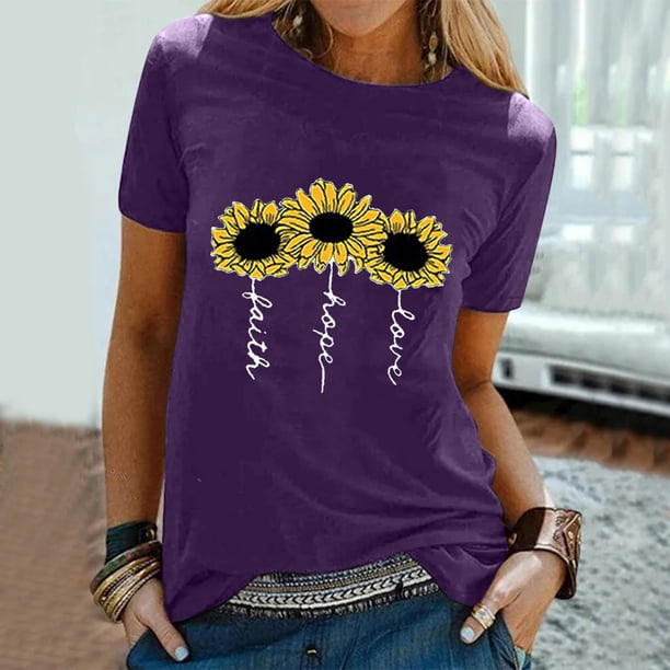 Pntutb Mujeres Casual Carta Impresión Mangas Cortas O-Cuello Camiseta Suelta Blusa tops Pntutb Pntutb-3537
