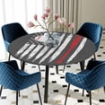 thumbnail image 5 of Elastic Fitted Round Tablecloth, American Flag Waterproof Stretch Table Cover for 55"-60" Tables, Retro US Flag Baseball Stars Gray Washable Outdoor Tablecloths for Patio, Picnic, Camping, 5 of 9