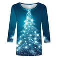 thumbnail image 4 of FAVIPT Women Plus Size 3/4 Sleeve Christmas Shirts Glitter Xmas Tree Print Tops Round Neck Shirt Blouse 2024 Multicolor,S, 4 of 5