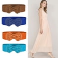 thumbnail image 4 of Cinturón elástico con botón a presión y adorno de lazo para mujeres Inspire Chic, color azul real, talla única, 4 of 4