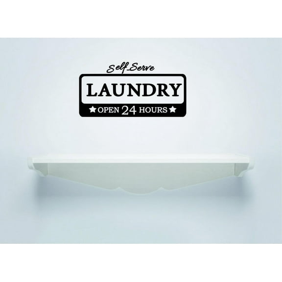 Decal Wall Sticker - Self Serve Laundry Open Sign Housekeeping Home Decor Picture Art 10x16 Inches