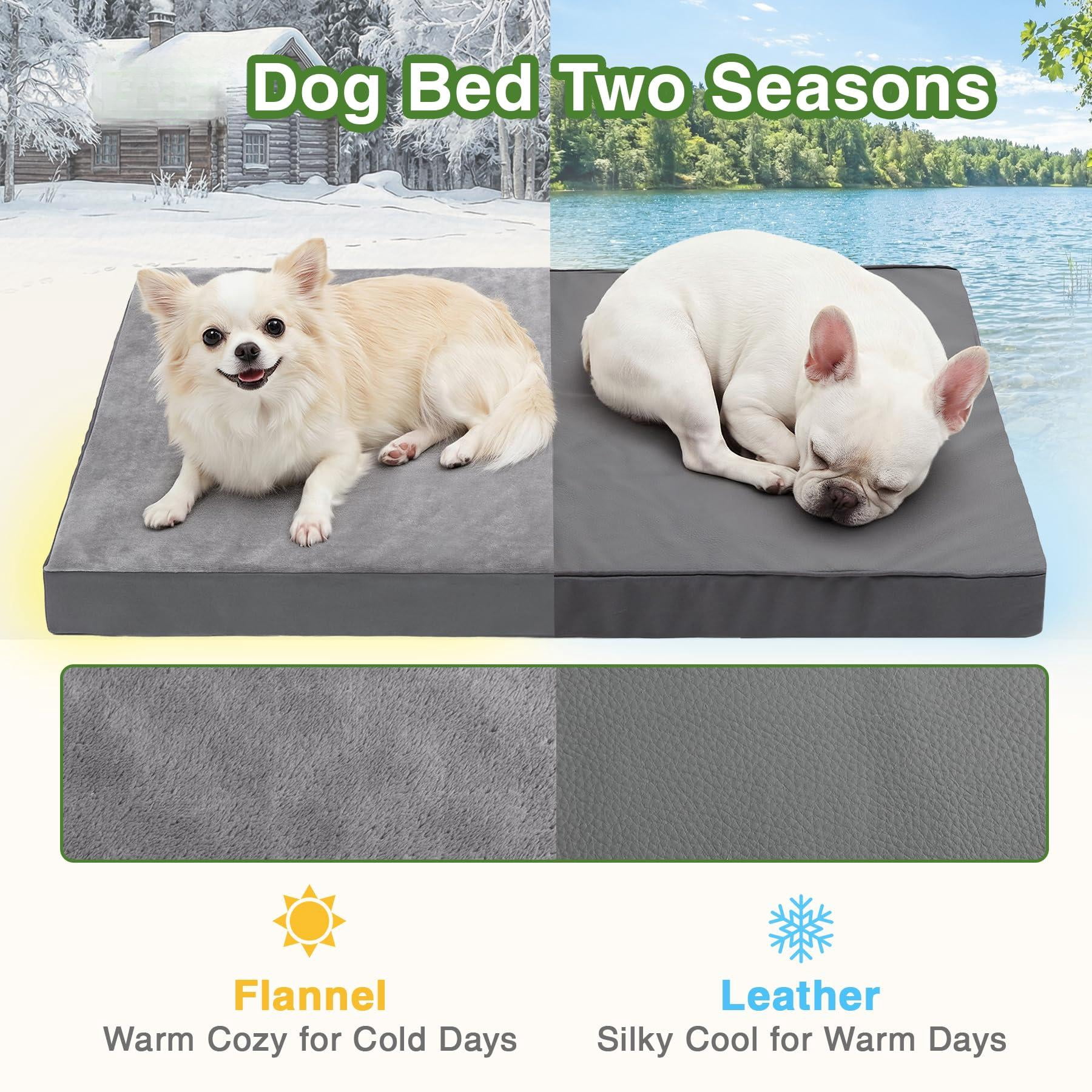 Waterproof Dog Bed Medium Size  Outdoor Washable Crate Pad 30 Inch Foam Pet With Removable Cover Reversible Anti-slip Kennel 29"x18" Gray