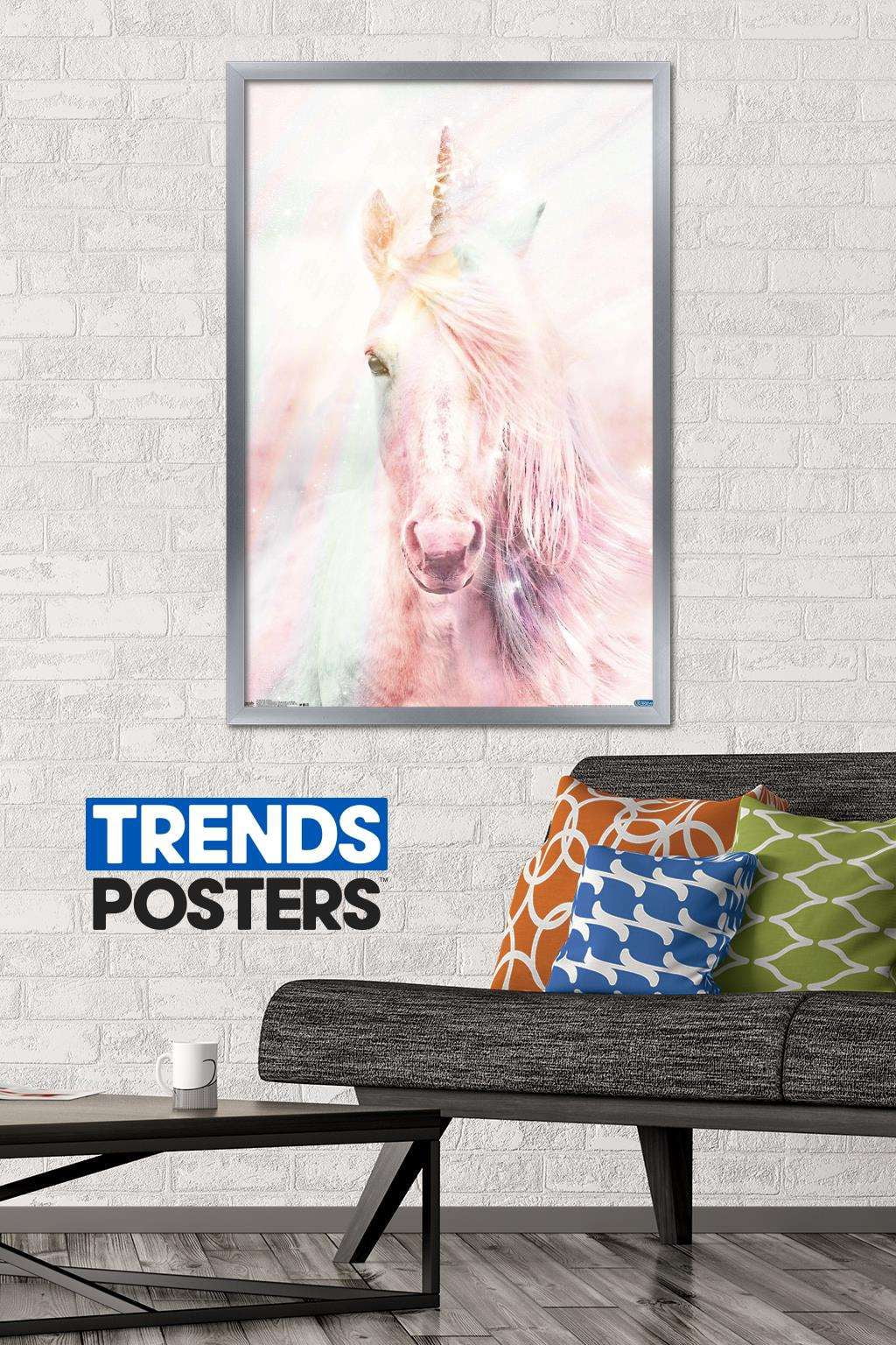 Pink Unicorn Wall Poster, 22.375" x 34", Framed