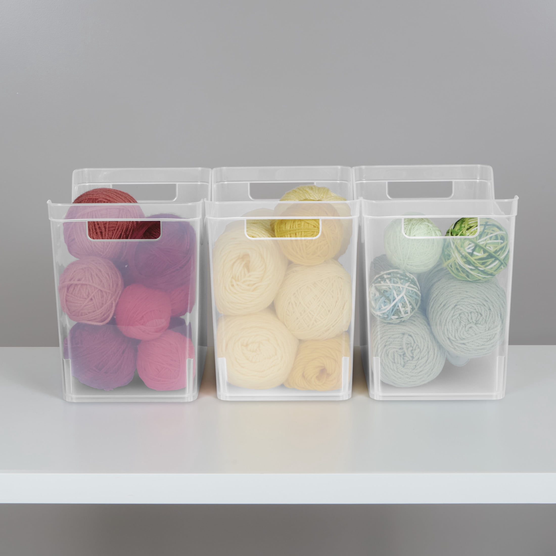 Sterilite Medium Shelf Bin, Clear Plastic Open Storage Containers, Multi-purpose Organizers, 6 Count