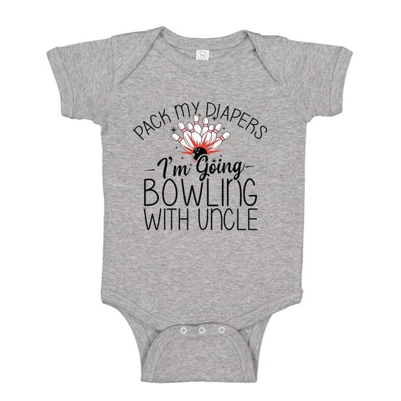 Pack My Diapers I'm Going Bowling With Uncle Baby Bodysuit One Piece NB Athletic Heather