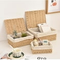 thumbnail image 4 of Small Storage Baskets with Lid, Kvago Set of 3 Size Storage Box, Paper Rope Storage Bin with Removable Liner and Metal Frame for Toys Cosmetics Bedroom Closet Desk Organizer (Beige), 4 of 9