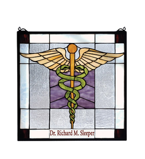 18"W X 18"H Personalized Medical Stained Glass Window