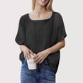 thumbnail image 3 of ZHENHONG T Shirts for Women,Cotton Linen Boat Neck Casual Blouses Plain Flutter Sleeve Loose Fit Shirts,Black Women Blouses, 3 of 5