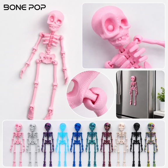 Halloween Skeleton Decorations 6 X 2 Inch Blue 3D Printed Skeleton Action Figure Refrigerator for Fridge Cute Halloween Decor for Home Kitchen Spooky Season Display 1 Pack