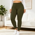 thumbnail image 5 of Plus Size Leggings for Women, High Waisted Black Super Soft Yoga Pants with Pockets, Petite to Plus Size Womens Leggings Non See Through, Workout Running Daily | TruHer,Army Green L, 5 of 9