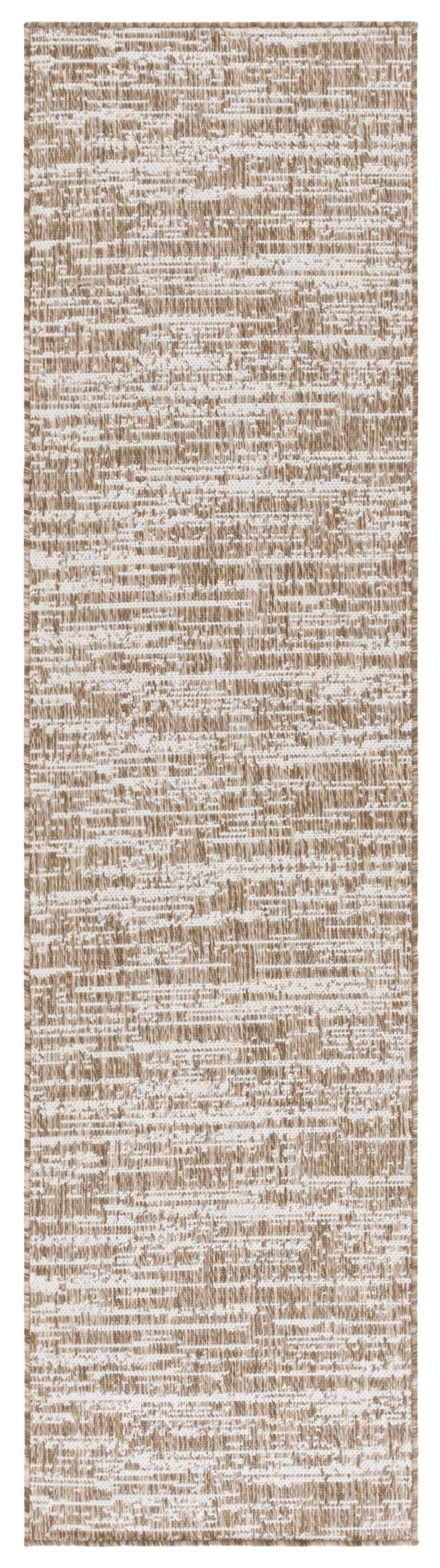 SAFAVIEH Beach House Nikola Geometric Indoor/Outdoor Runner Rug, Brown/Ivory, 2' x 8'
