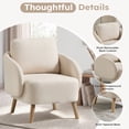 thumbnail image 4 of Ebello Accent Chair, Linen Fabric Modern Armchair with Curved Wraparound Armrests, Removable Back Cushion & Solid Wood Tapered Legs for Living Room,Beige, 4 of 8