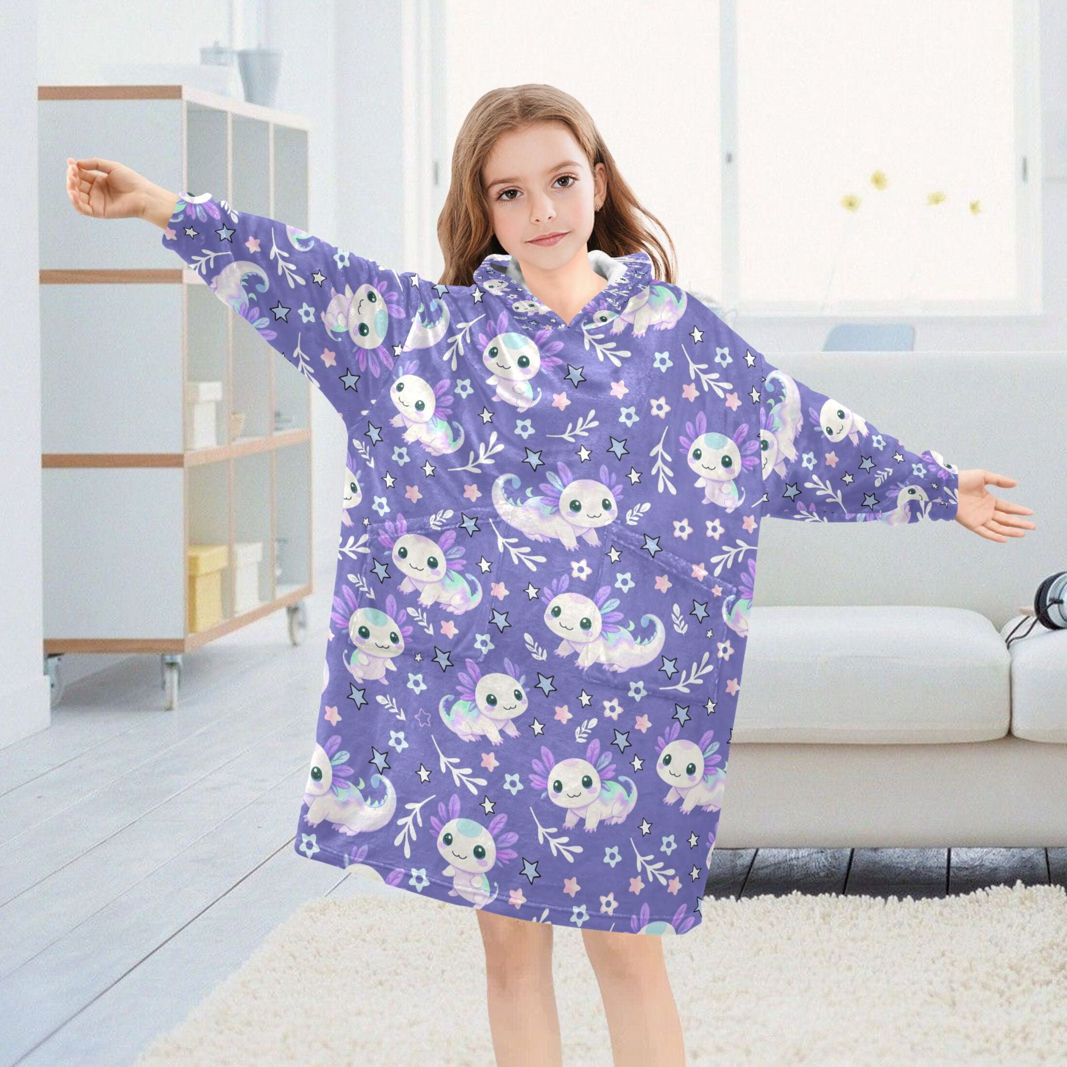 joogoo Wearable Blanket Axolotl Galaxy Hoodie for Oversized Sherpa Hooded 3-14 YR M