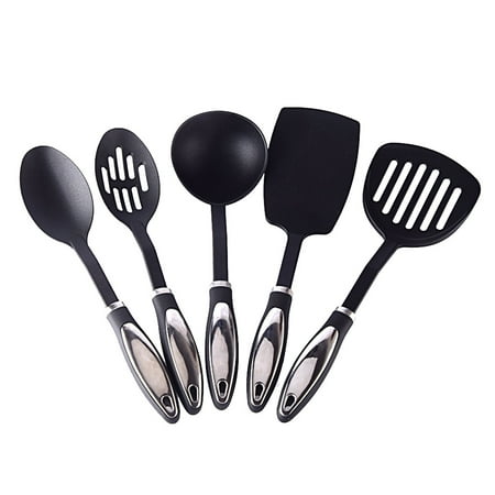 

5pcs Cooking Utensils Set Nylon Non-stick Cookers Heat-resistant Kitchenware Kit (Black)