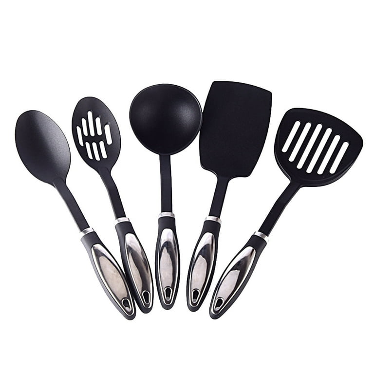 5pcs Cooking Utensils Set Nylon Non-Stick Cookers Heat-Resistant Kitchenware Kit (Black), Size: 33.5*9*2cm