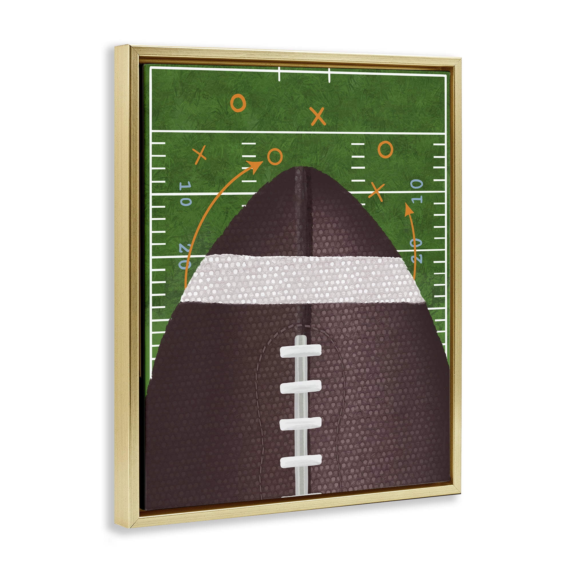 Stupell Industries Football Field Tactics Gold Framed Floater Canvas Wall Art, design by Jennifer Stith