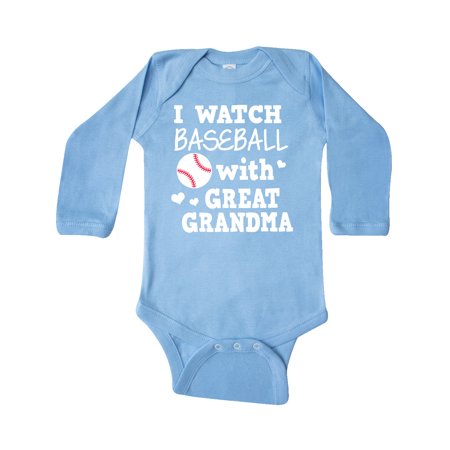 

Inktastic I Watch Baseball with My Great Grandma Gift Baby Boy or Baby Girl Long Sleeve Bodysuit