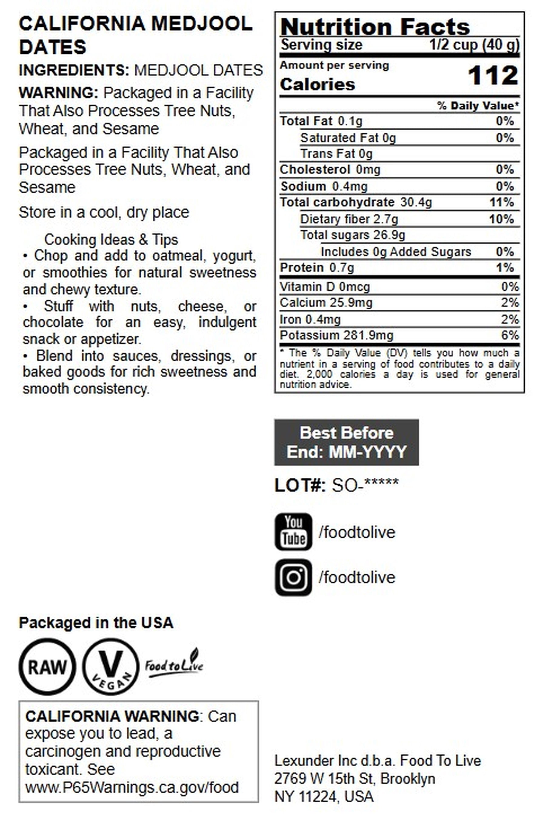 California Medjool Dates, 8 Pounds – Whole Dry Fancy Dates with Pits. Unsweetened, Unsulphured. Vegan, Kosher.