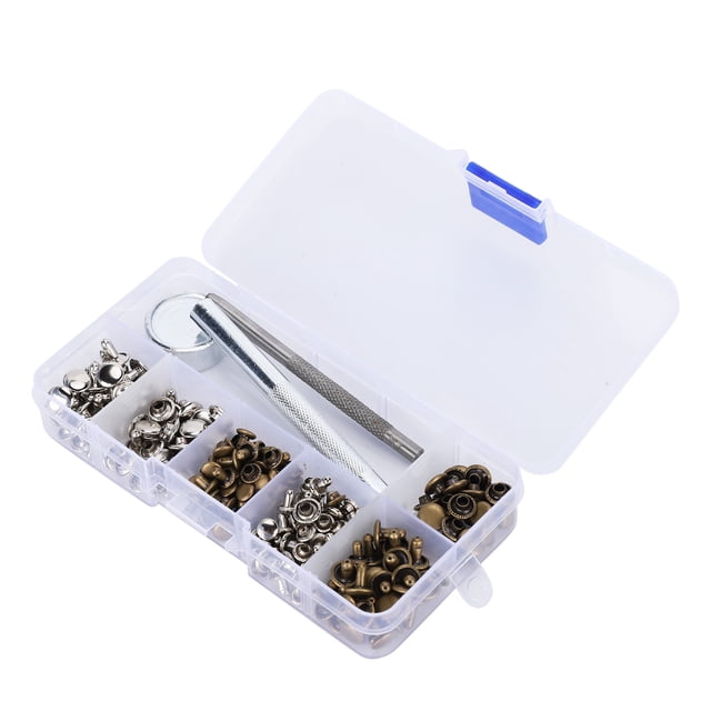 Kit de Rivets en Cuir, 120 Ensembles Rivets et Boutons-Pression en Cuir Outil Rivets en Cuir, pour Cuir DIY