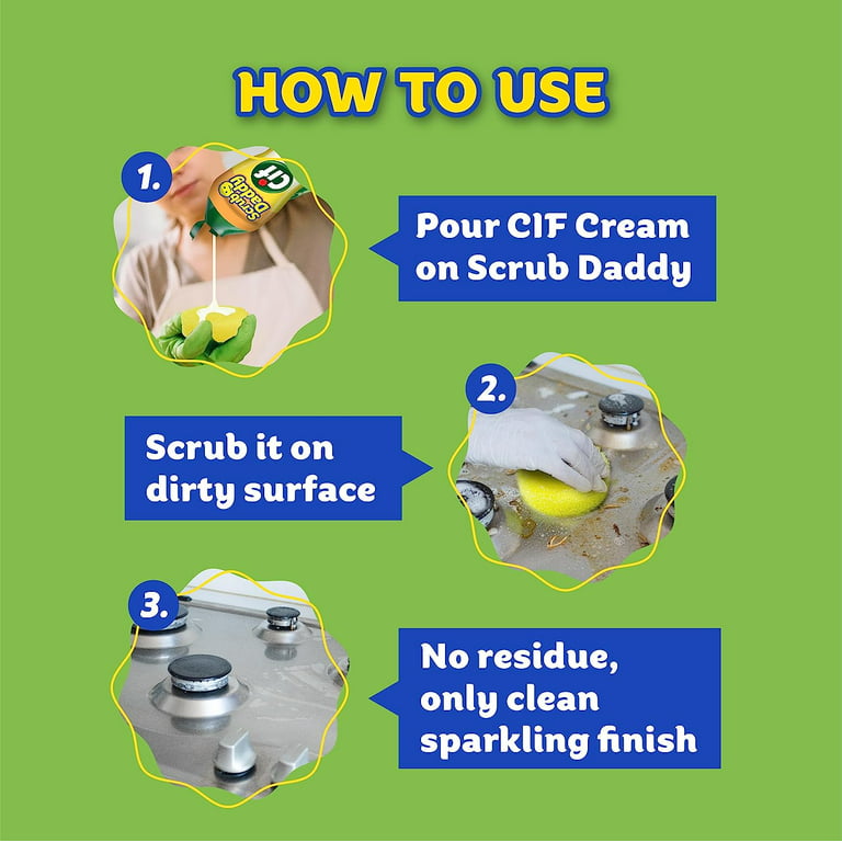 Scrub Daddy OG + Scrub Mommy + Cif All Purpose Cleaning Cream, Original -  Multi Surface Household Cleaning Cream + Scrub Daddy Scratch-Free