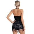 thumbnail image 2 of TiaoBug Women Girls Jazz Hip Hop Dance Costume Sequins Tassel Latin Dance Leotard Performance Costume Black S, 2 of 7