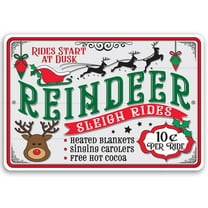 Metal Sign - Reindeer Sleigh Rides Sign - Durable - Use Indoor/Outdoor - Makes a Great Christmas Themed Park Decor and Gift Under $20 (8" x 12")