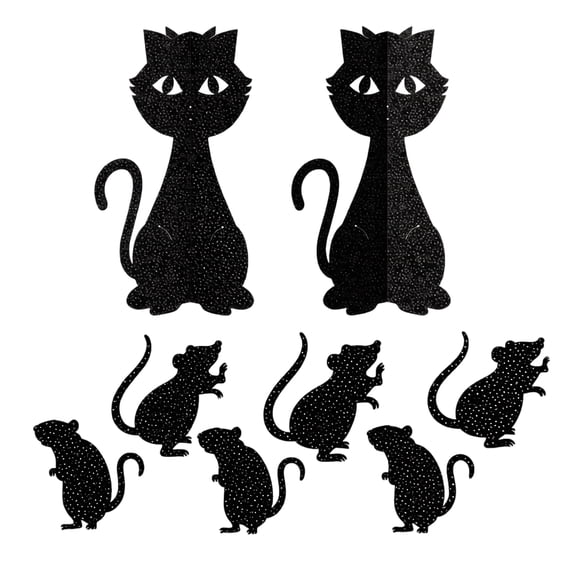 Black Cat Halloween Decor with Spooky Halloween Decorations, Halloween Party Decorations for Home & Shelf, 8-Piece Set for Halloween Decor Party