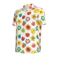 thumbnail image 2 of Vsdgher Cartoon Flowers Print Men's Short Sleeve Stretch Polo Shirt, Moisture-Wicking Performance Polo Shirt, 2 of 8