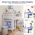 thumbnail image 4 of Computer Desk with Drawers, 42 Inch Home Office Desk Study Writing Table, Gaming Desk with USB Power Outlets, Office Desk with Fabric Drawer, Work Table with Shelf for Bedroom, White, 4 of 10