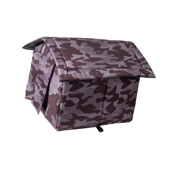 Casa de invierno para mascotas, cabaña para gatos con entrada lateral, fácil de instalar, accesorios multiusos con correas resistentes al viento, port 48 x 42 x 36 cm