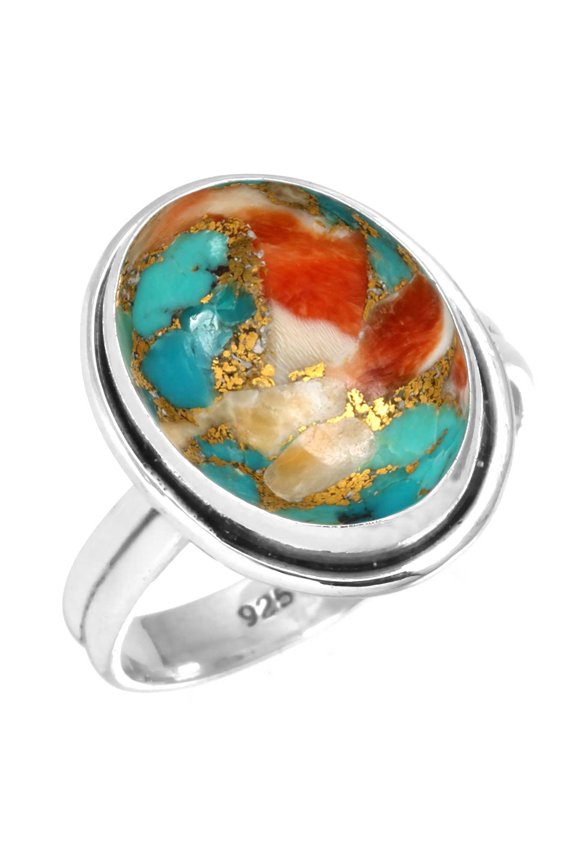 925 Sterling Silver Ring Natural Spiny Oyster Handmade Jewelry