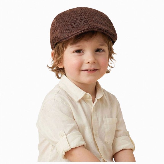 mgoYE Cap for Child Flat Beret Hat Breathable Adjustable Newsboy Sun Hat Soft Multiple Seasons 3 16 Years(Coffee,3-16 Years)