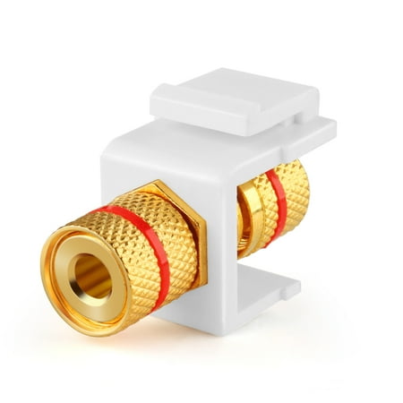 - Banana Jack Keystone Insert - Speaker Banana Connector Socket Female Port Screw Type Binding Post Snap In Adapter Inline Coupler For Wall Plate Outlet Panel (White)