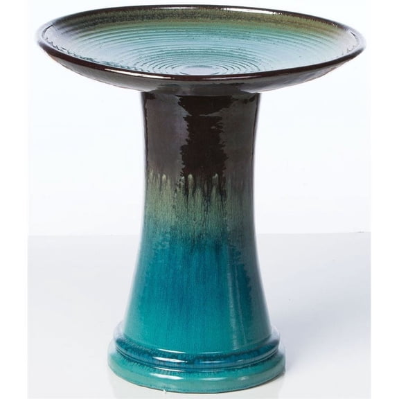 PEMBERLY ROW Handmade Ceramic Bird Bath Bowl and Pedestal Base